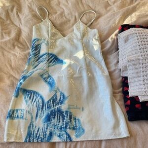 Elegant Blue Floral Slip Dress